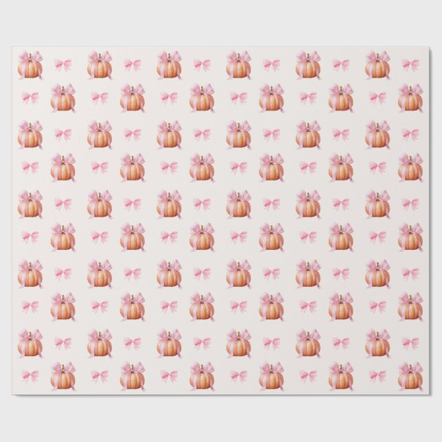 Little Pumpkin Baby Dusche - Pink Bow Fall Geschenkpapier (Flach)