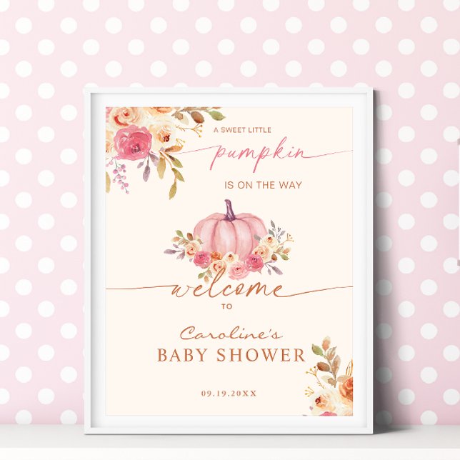 Little Pumpkin Baby Dusche Pink Girl Willkommen Poster (Von Creator hochgeladen)