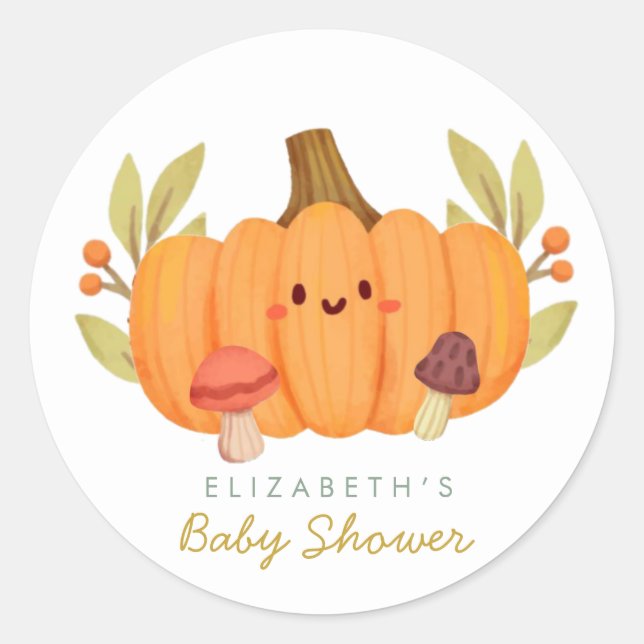 Little Pumpkin Baby Dusche Runder Aufkleber (Vorderseite)