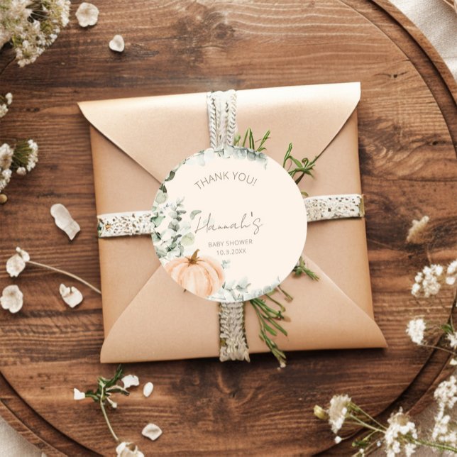 Little Pumpkin Baby Dusche Vielen Dank für Ihre Un Runder Aufkleber (Von Creator hochgeladen)