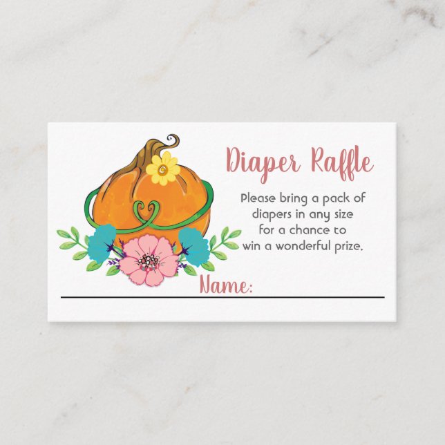Little Pumpkin Baby Duwer Diaper Raffle Begleitkarte (Vorderseite)