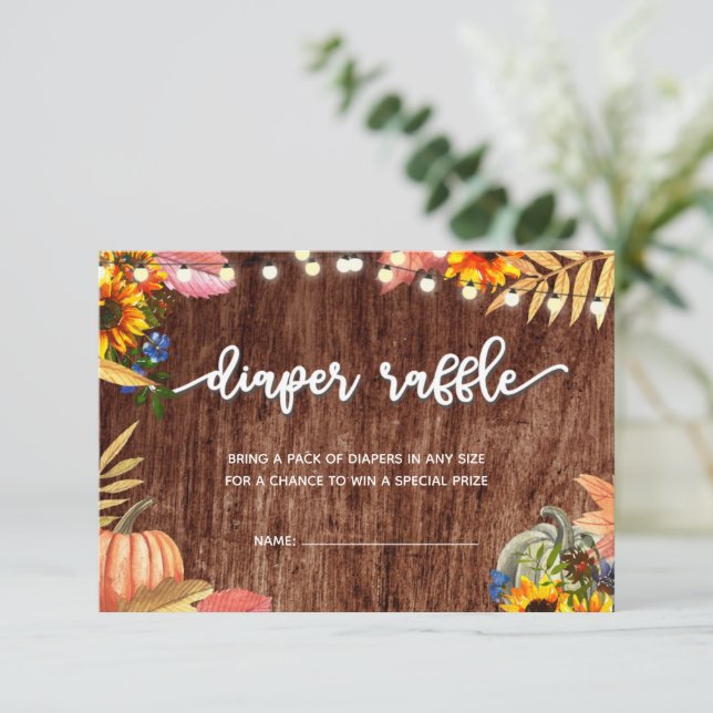 Little Pumpkin Baby Duwer Windel Raffle Card Einladung (Stehend Vorderseite)