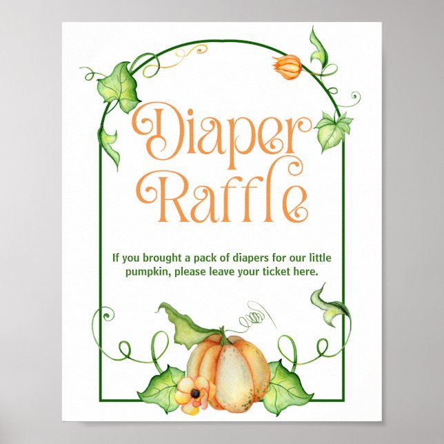 Little Pumpkin Baby Duwer Winkler Raffle Game Sign Poster (Vorne)