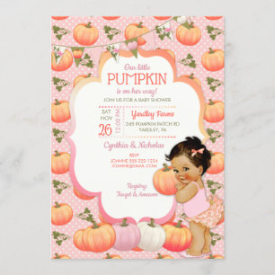 Little Pumpkin Baby Girl Dusche Medium Brünett Einladung