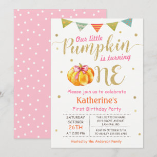 Little Pumpkin Baby Girl Erste Geburtstagsparty Einladung