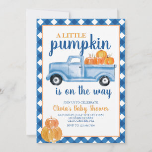 Little Pumpkin Baby Shower Blauer LKW Fall Einladung