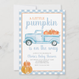 Little Pumpkin Baby Shower Blauer LKW Fall Einladung