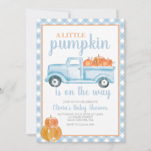 Little Pumpkin Baby Shower Blauer LKW Fall Einladung