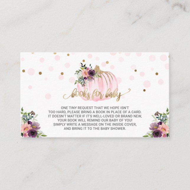 Little Pumpkin Baby Shower Books for Baby Begleitkarte (Vorderseite)