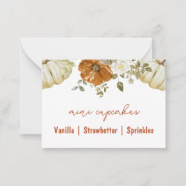 Little Pumpkin Baby Shower Buffet Card Mitteilungskarte