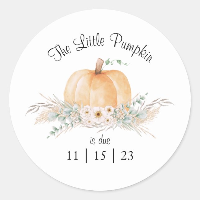 Little Pumpkin Baby Shower Circle Sticker (Vorderseite)