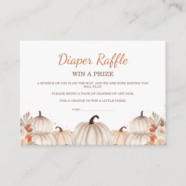 Little Pumpkin Baby Shower Diaper Raffle Ticket Begleitkarte (Vorderseite)