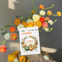 Little Pumpkin Baby Shower Einladung Autumn Floral