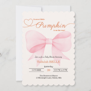 Little Pumpkin Baby Shower Einladung - Pink Bow