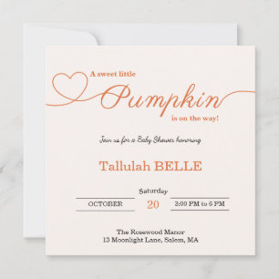 Little Pumpkin Baby Shower Einladung - Pink Bow