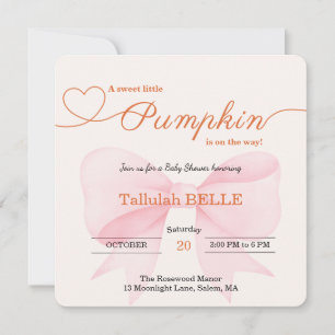 Little Pumpkin Baby Shower Einladung - Pink Bow