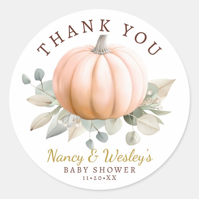  Little Pumpkin Baby Shower Favor Sticker - Orange (Vorderseite)