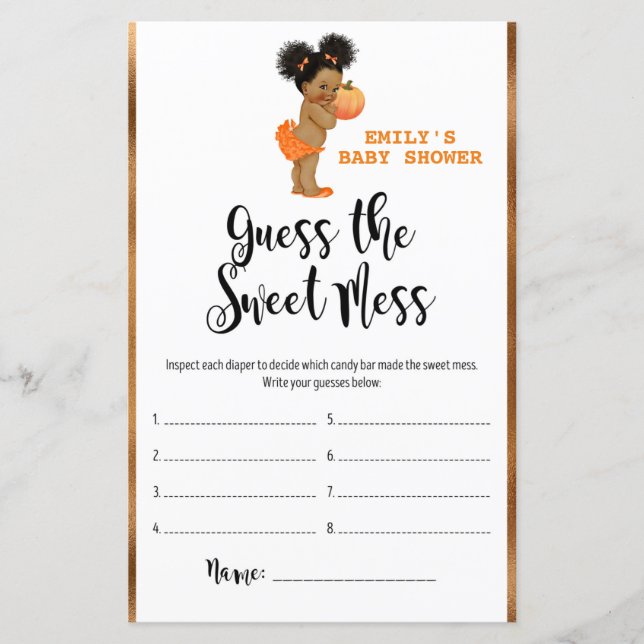 Little Pumpkin Baby Shower Game PRINTED (Vorderseite)
