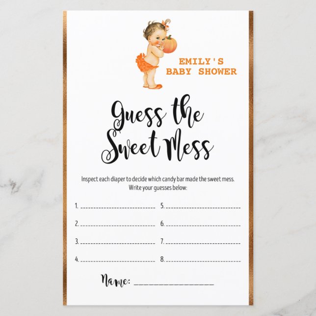 Little Pumpkin Baby Shower Game PRINTED (Vorderseite)