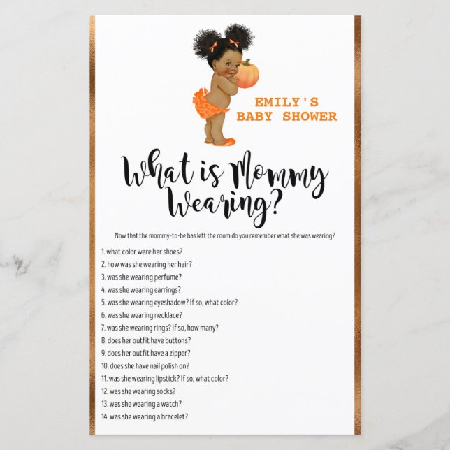 Little Pumpkin Baby Shower Game PRINTED (Vorderseite)