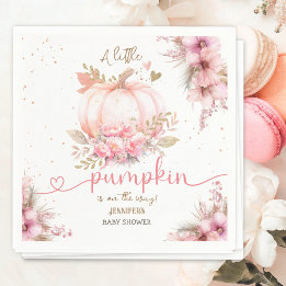 Little Pumpkin Baby Shower Girl Pink Fall Paper Serviette