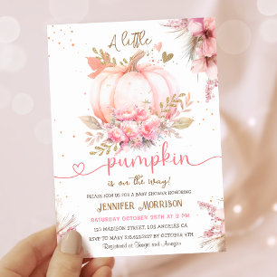 Little Pumpkin Baby Shower Girl Pink Herbst Herbst Einladung