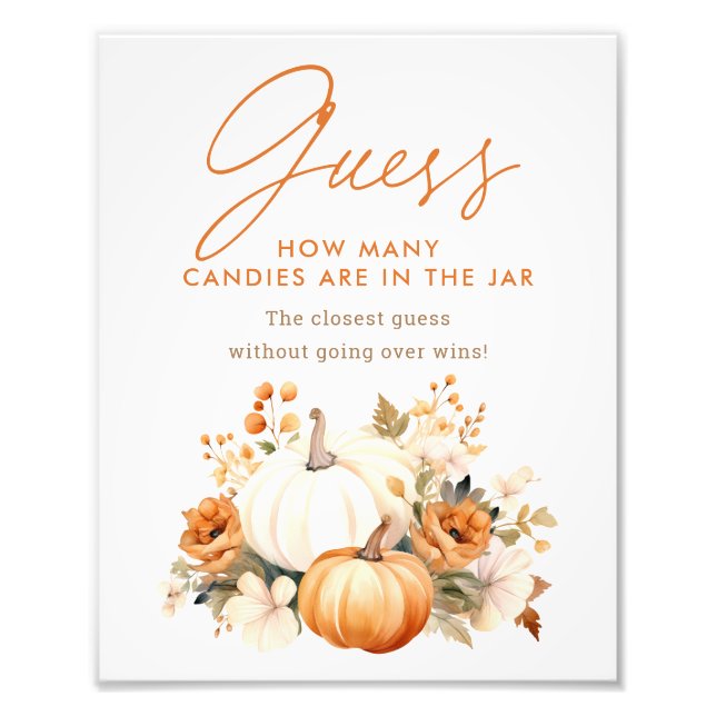 Little Pumpkin Baby Shower Guessing Game Sign Fotodruck (Vorne)