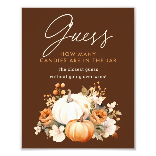Little Pumpkin Baby Shower Guessing Game Sign Fotodruck (Vorne)