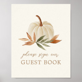 Little Pumpkin Baby Shower Guest Book Sign Poster