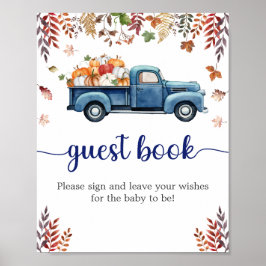 Little Pumpkin Baby Shower Guest Book Sign Poster