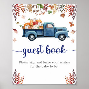 Little Pumpkin Baby Shower Guest Book Sign Poster