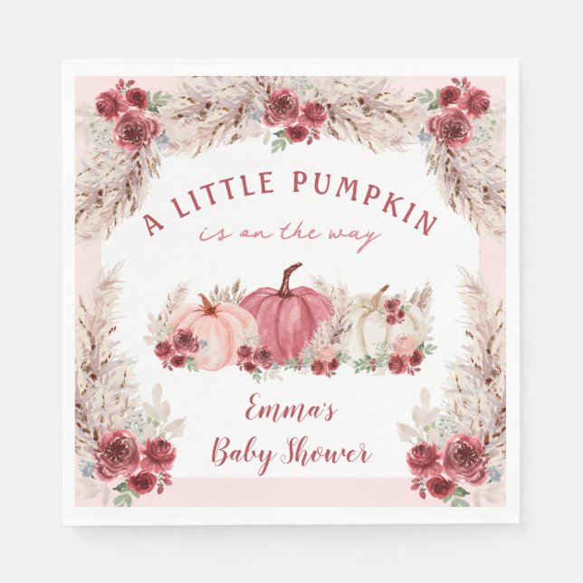 Little Pumpkin Baby Shower Marsala Pink Napkins Serviette (Vorderseite)