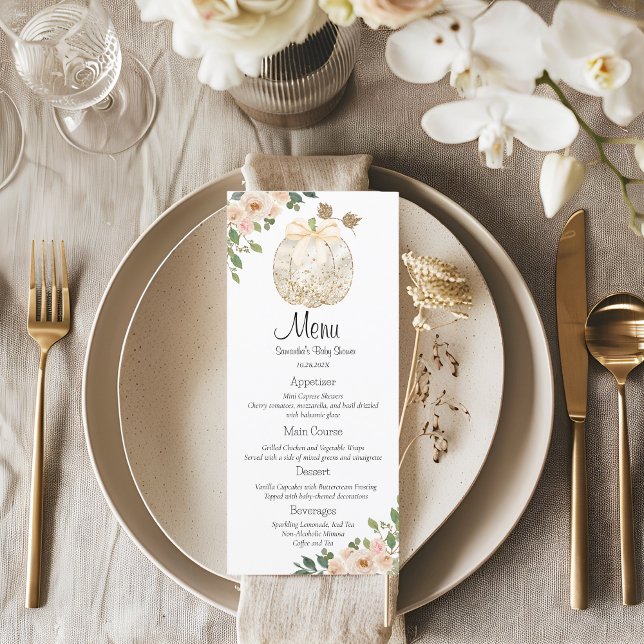 Little Pumpkin Baby Shower Menu Card (Von Creator hochgeladen)