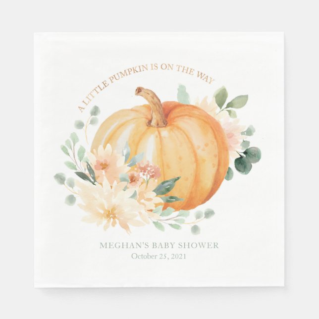 Little Pumpkin Baby Shower Napkins Serviette (Vorderseite)