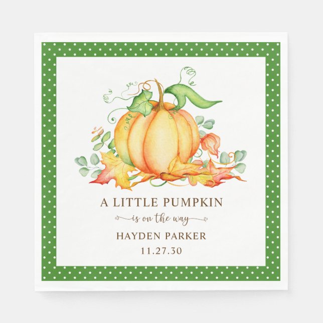 Little Pumpkin Baby Shower Napkins Serviette (Vorderseite)
