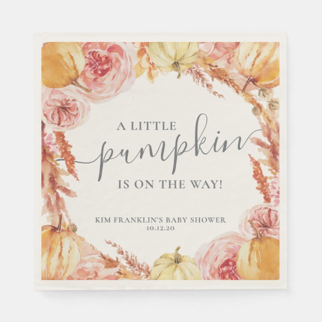 Little Pumpkin Baby Shower Napkins Serviette (Vorderseite)