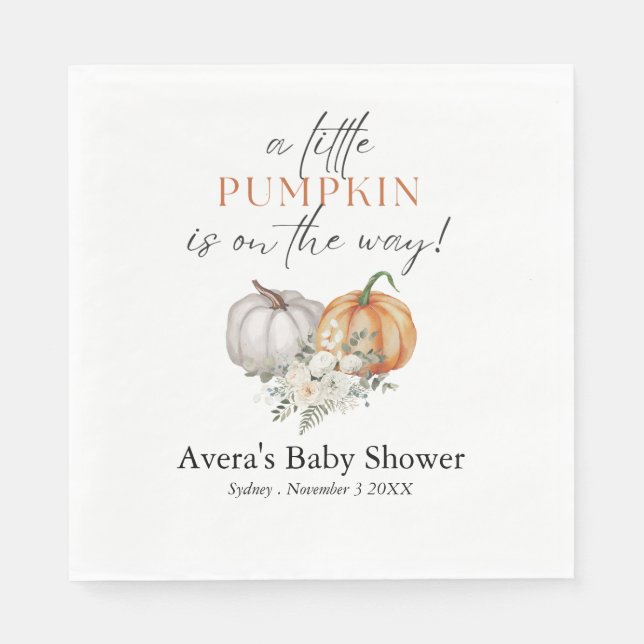 Little Pumpkin Baby Shower Party Serviette (Vorderseite)