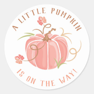 Little Pumpkin Baby Shower Sticker Girl