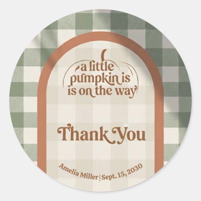 Little Pumpkin Baby Shower Thank You Favor Sticker (Vorderseite)