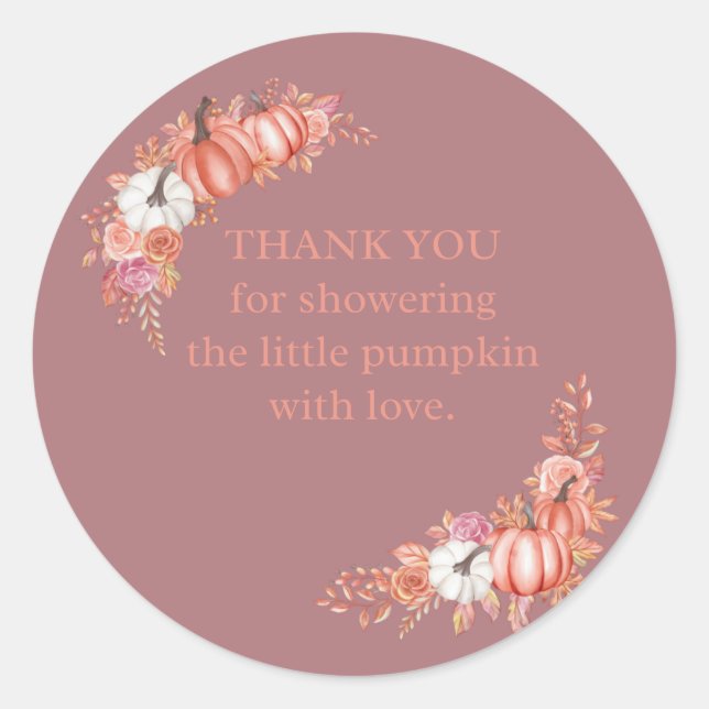 Little Pumpkin Baby Shower Thank You Sticker (Vorderseite)