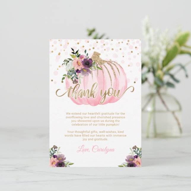 Little Pumpkin Baby Shower Vielen Dank 4.5x6.25 (Stehend Vorderseite)