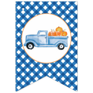 Little Pumpkin blaues Lastwagen erstes Geburtstags Wimpelkette