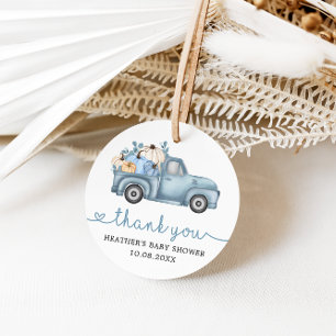 Little Pumpkin Blue Autumn Baby Shower Gevor Tag Geschenkanhänger