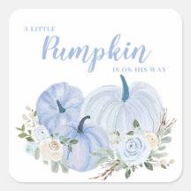 Little Pumpkin Blue Baby Shower Square Sticker