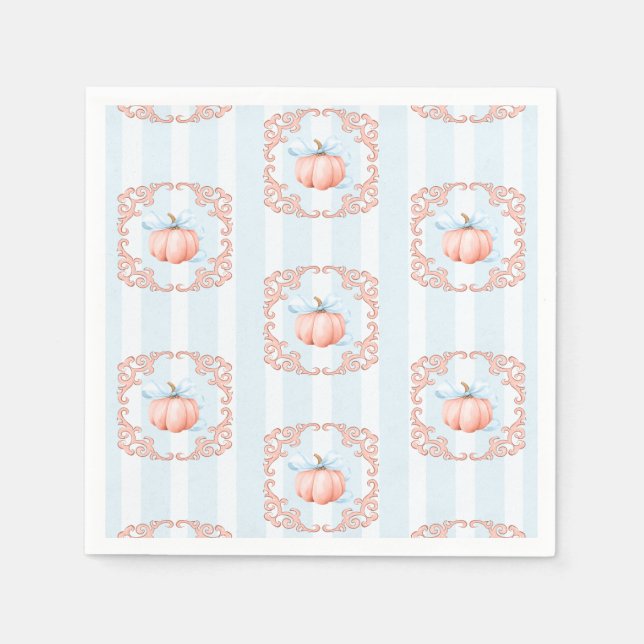 Little Pumpkin Blue Bow Boy Baby Shower Serviette (Vorderseite)
