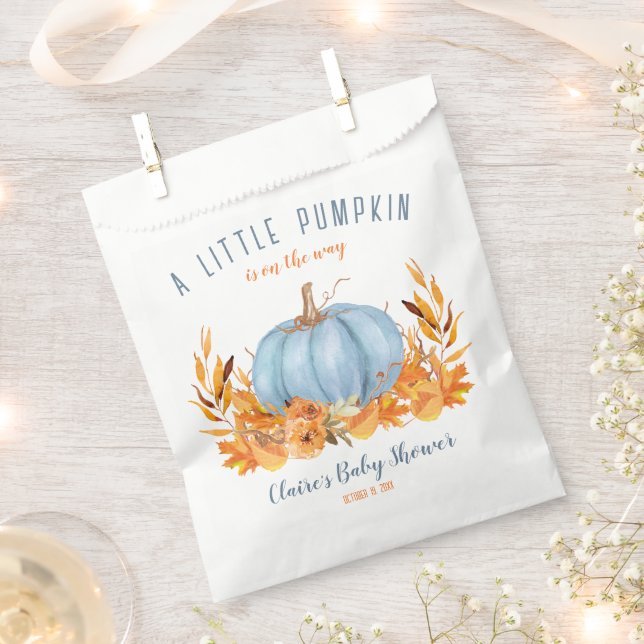 Little Pumpkin Blue Boy Baby Shower Fevor Bag Geschenktütchen (Ausgeschnitten)