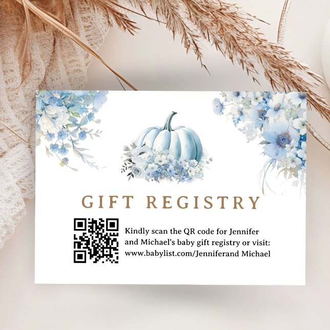 Little Pumpkin Blue Boy Baby Shower Registrierung Begleitkarte (Von Creator hochgeladen)