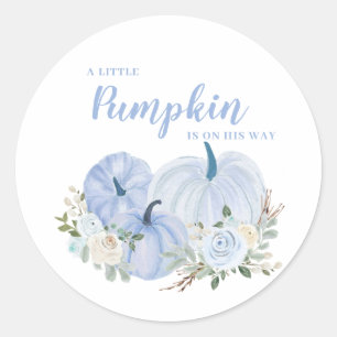 Little Pumpkin Blue Boy Baby Shower Square Sticker