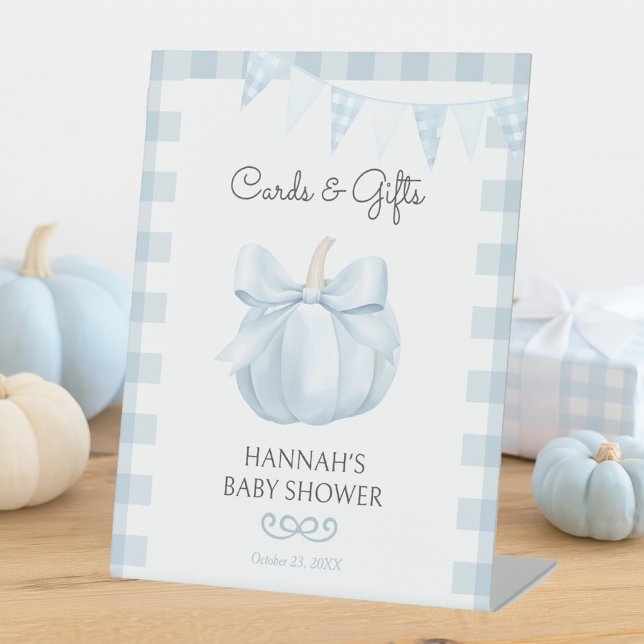 Little Pumpkin Blue Cards & Gifts Baby Dusche Sockelschild (Von Creator hochgeladen)