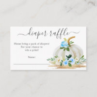Little Pumpkin Blue Diaper Raffle Baby Duschkarte
